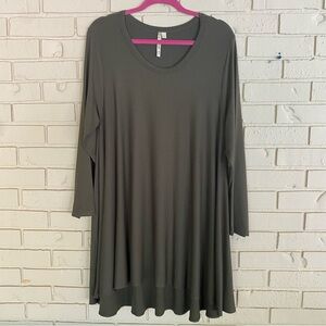 Comfy USA Tunic Dress L Women Modal Green Lagenlook Travel Comfy Stretch Coastal